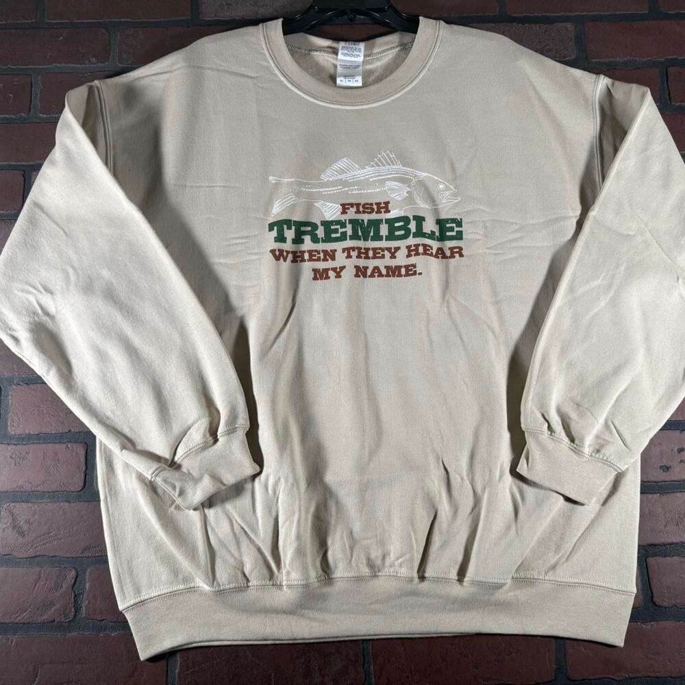 🎣 "Fish Tremble When They Hear My Name" Crewneck Sweatshirt Dead Stock ( XL )